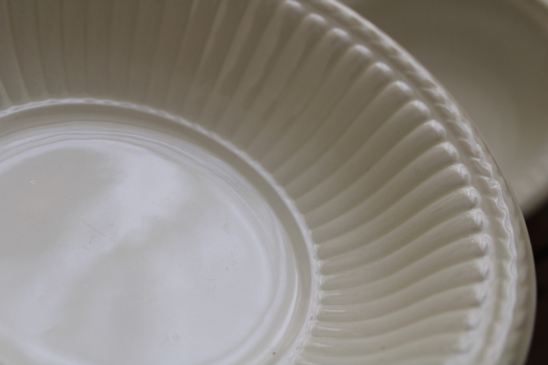 photo of vintage England Wedgwood Edme cereal bowls, fluted pattern plain ivory creamware china #3