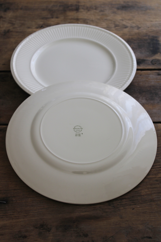 photo of vintage England Wedgwood Edme dinner plates, fluted pattern plain ivory creamware china #1