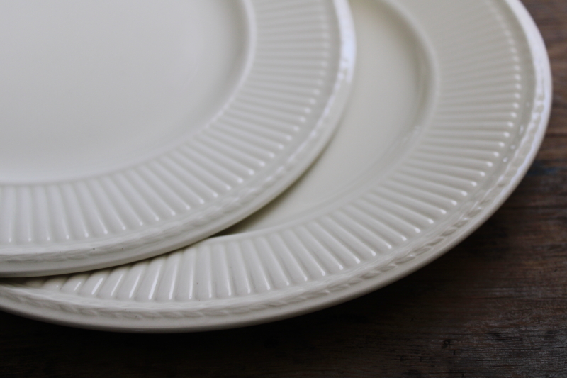 photo of vintage England Wedgwood Edme dinner plates, fluted pattern plain ivory creamware china #4