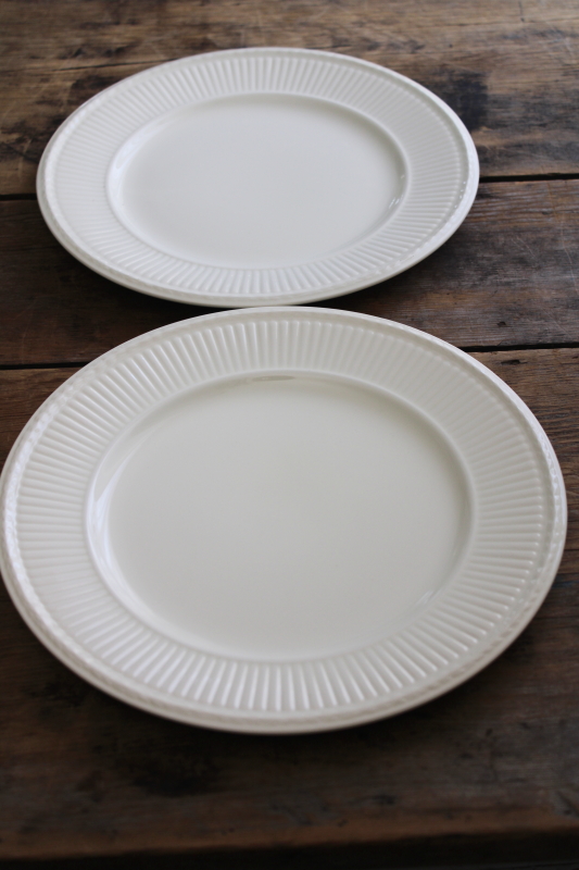 photo of vintage England Wedgwood Edme dinner plates, fluted pattern plain ivory creamware china #5