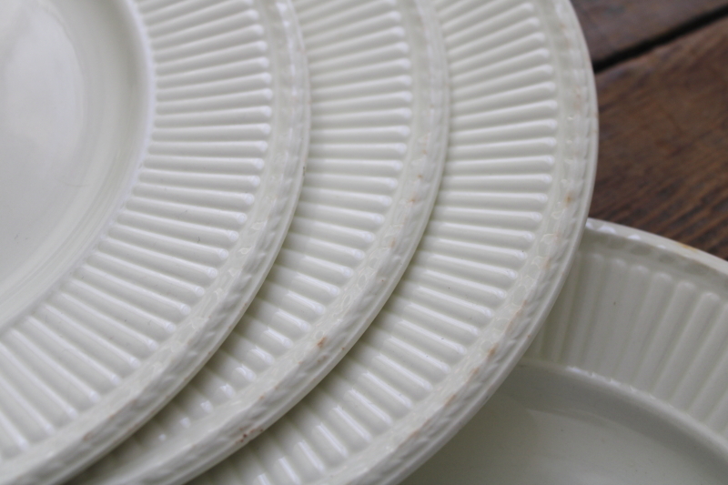 photo of vintage England Wedgwood Edme dinner plates, fluted pattern plain ivory creamware china #2