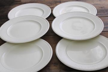 catalog photo of vintage England Wedgwood Edme dinner plates, fluted pattern plain ivory creamware china