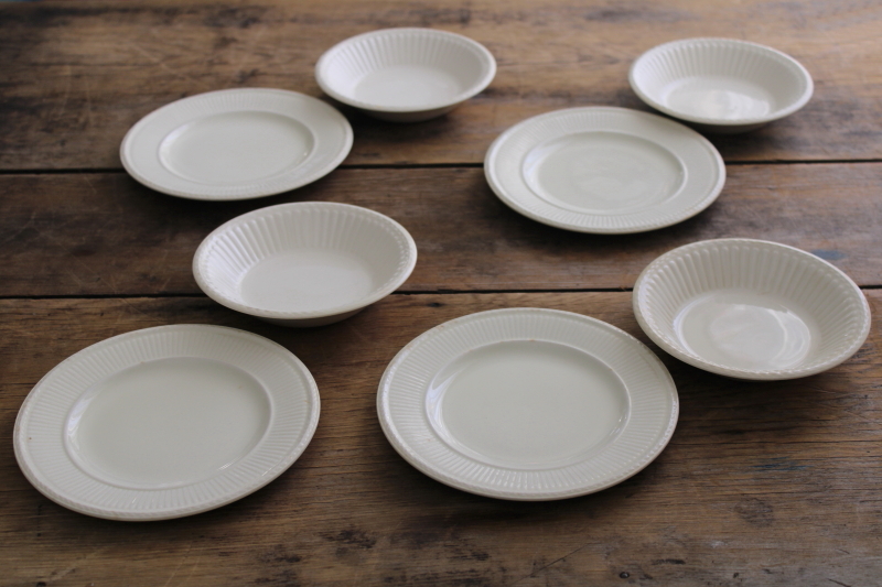 photo of vintage England Wedgwood Edme fluted pattern plain cream china, small bowls & plates #1