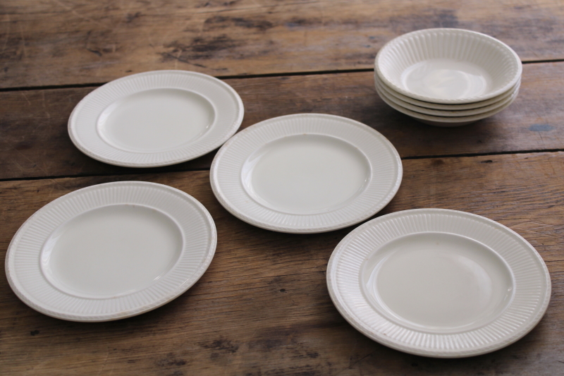 photo of vintage England Wedgwood Edme fluted pattern plain cream china, small bowls & plates #3