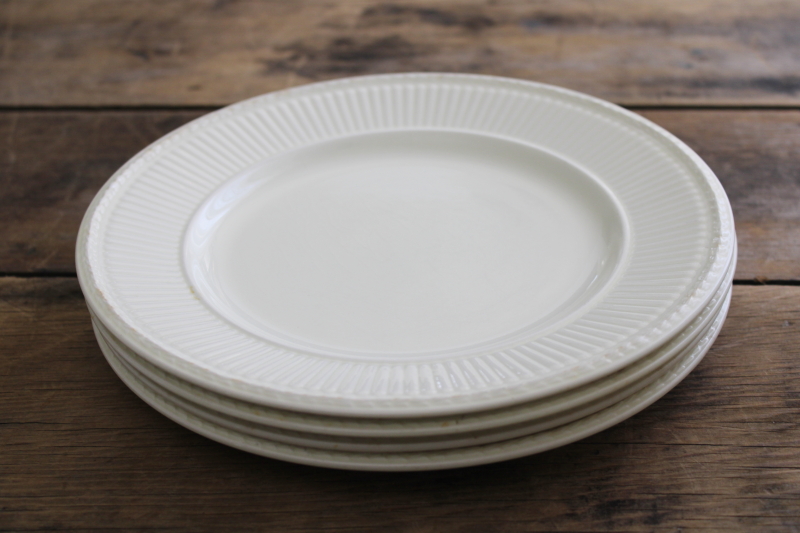 photo of vintage England Wedgwood Edme fluted pattern plain cream ware china luncheon plates #1