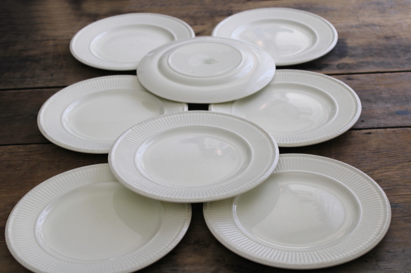 photo of vintage England Wedgwood Edme fluted pattern plain cream ware china salad plates #1