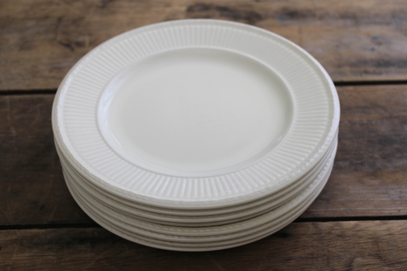 photo of vintage England Wedgwood Edme fluted pattern plain cream ware china salad plates #6