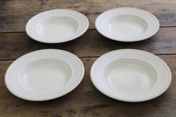 catalog photo of vintage England Wedgwood Edme soup bowls, fluted pattern plain ivory creamware china
