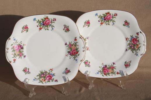 photo of vintage England bone china tea cups, plates set for 12, Dresden Spray Crown Staffordshire #9