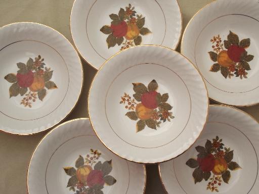 photo of vintage English Harvest Wedgwood china, set of 6 cereal bowls #1