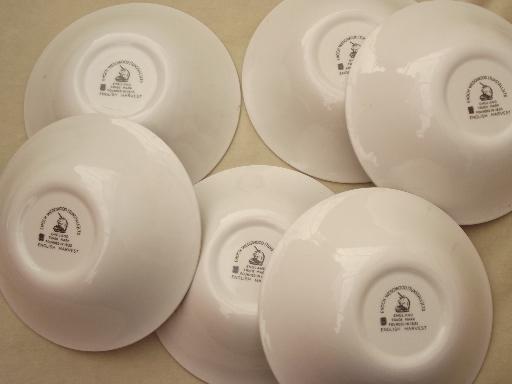 photo of vintage English Harvest Wedgwood china, set of 6 cereal bowls #5