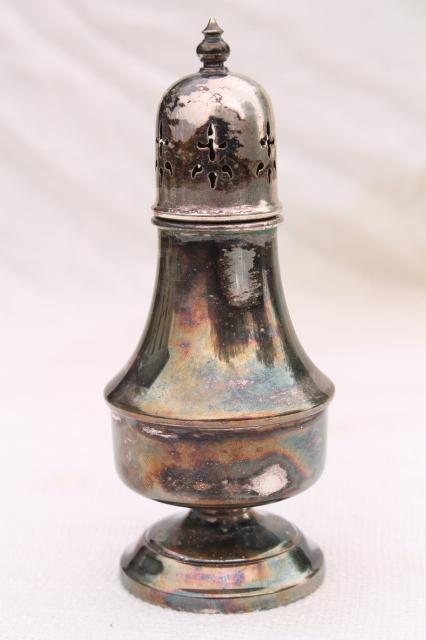 photo of vintage English Sheffield plate silver over copper muffineer sugar shaker #1