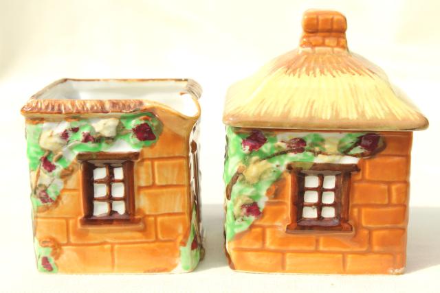 photo of vintage English Tudor thatched cottage tea set, made in Japan cottageware #12