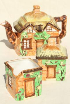 catalog photo of vintage English Tudor thatched cottage tea set, made in Japan cottageware