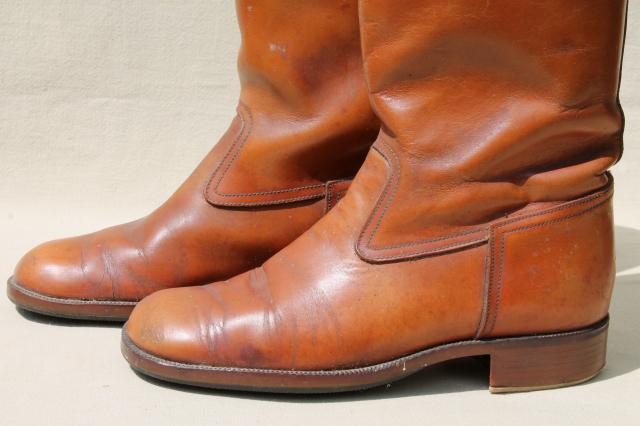 photo of vintage English & French label leather riding boots for photo prop / display #2