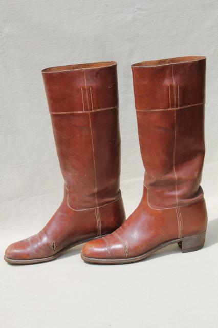 photo of vintage English & French label leather riding boots for photo prop / display #3