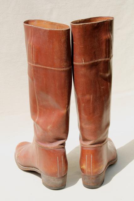 photo of vintage English & French label leather riding boots for photo prop / display #6