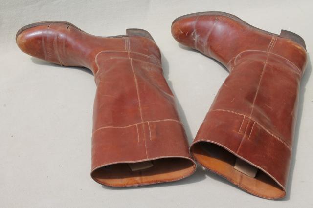 photo of vintage English & French label leather riding boots for photo prop / display #8