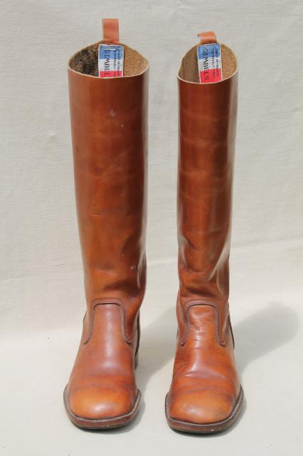 photo of vintage English & French label leather riding boots for photo prop / display #13