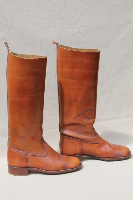 photo of vintage English & French label leather riding boots for photo prop / display #14