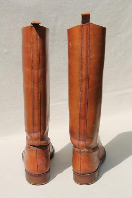 photo of vintage English & French label leather riding boots for photo prop / display #15