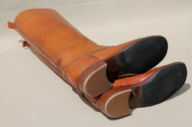 photo of vintage English & French label leather riding boots for photo prop / display #16