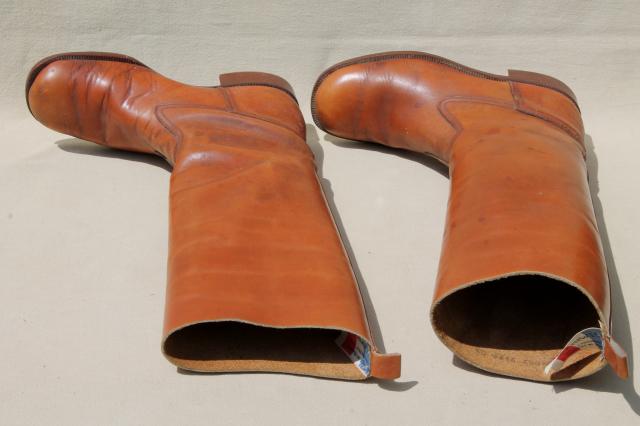 photo of vintage English & French label leather riding boots for photo prop / display #17