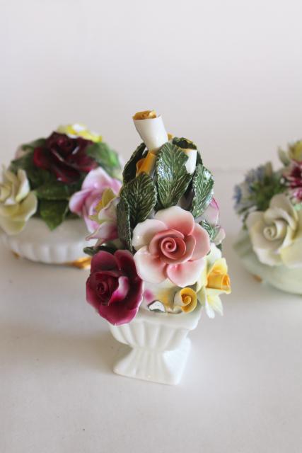 photo of vintage English bone china flowers figurines, Radnor & Dover porcelain bouquets #9