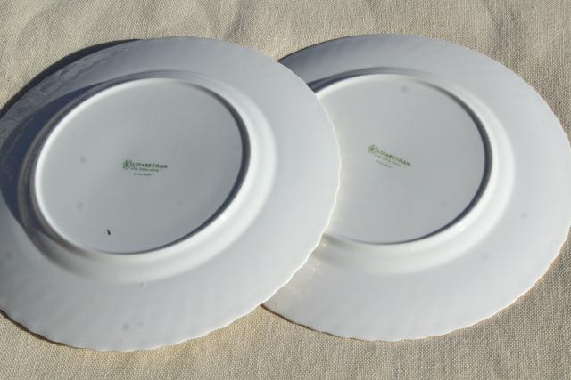 photo of vintage English bone china plates, blue green grey aqua cool color palette #3
