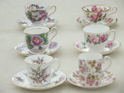 photo of vintage English bone china tea cup & saucer collection, Royal Albert etc. #6