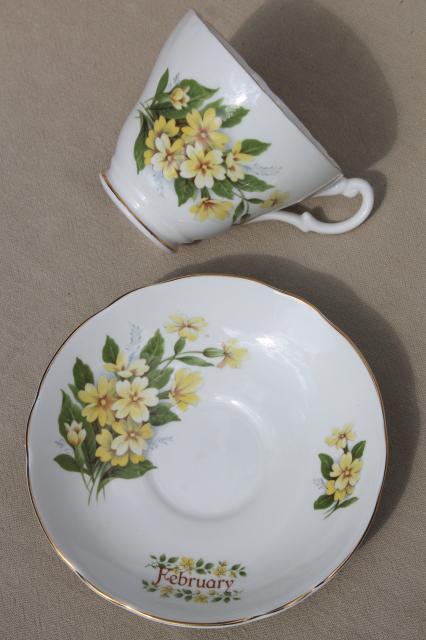 photo of vintage English bone china tea cup & saucer for February birthday Primrose flower #3