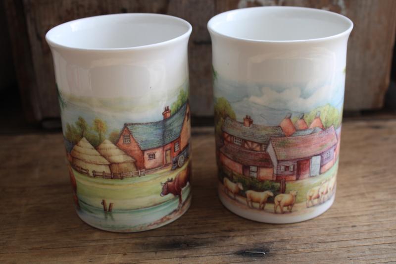 photo of vintage English bone china tea mugs or coffee cups Homestead farm scenes Roy Kirkham #2