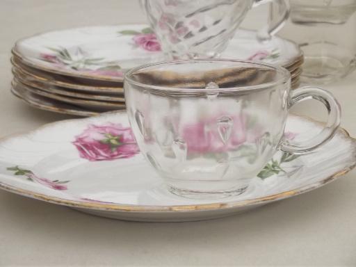 photo of vintage English bone china tea tray snack plates Royal Standard Orleans #2