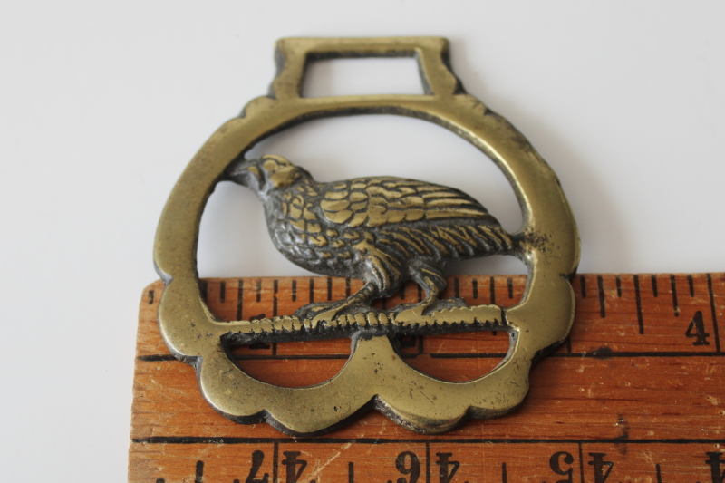 photo of vintage English brass horse harness medallion, raven or vulture bird ornament  #2