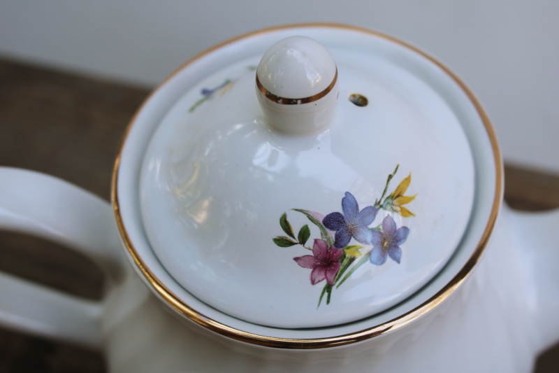 photo of vintage English china tea pot, Arthur Wood daffodils spring floral pattern #5