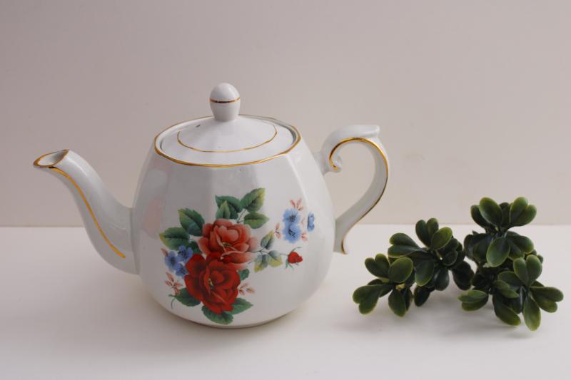 photo of vintage English china teapot Ellgreave - Wood & Sons England, cozy cottage floral #1