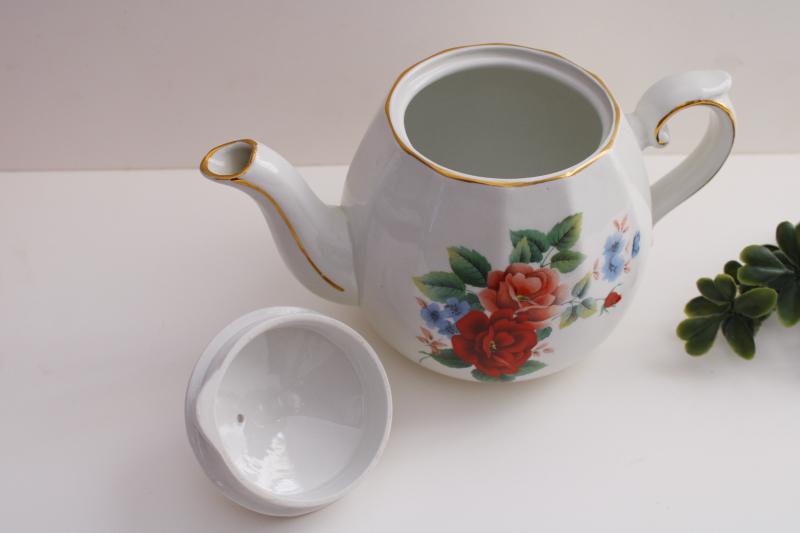 photo of vintage English china teapot Ellgreave - Wood & Sons England, cozy cottage floral #3