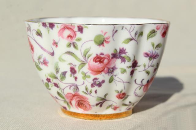 photo of vintage English chintz china cream pitcher & sugar bowl, Old Royal England #4