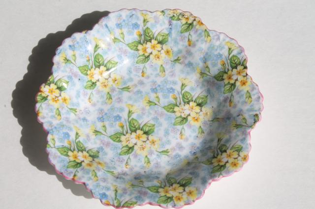 photo of vintage English chintz china pin dishes, Shelley Primrose, James Kent Rapture #4