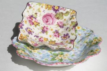 catalog photo of vintage English chintz china pin dishes, Shelley Primrose, James Kent Rapture