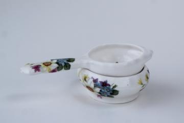 catalog photo of vintage English chintz china tea strainer, St George fine bone china w/ flowers