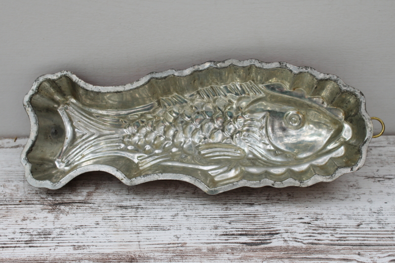 photo of vintage English copper mold, large fish mold wall hanging kitchen decor old world style  #5