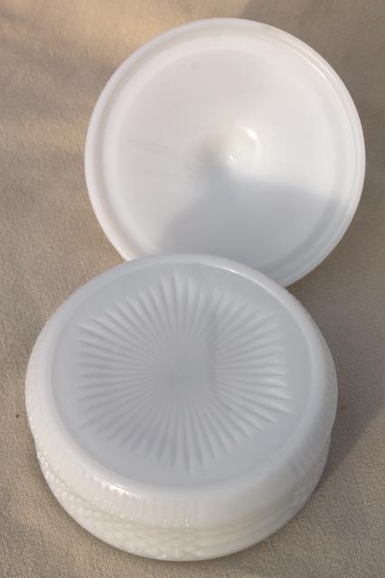 photo of vintage English hobnail pattern milk glass powder puff box or candy dish #6