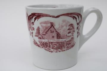 catalog photo of vintage English ironstone china mug Cottage in a Corn Field, Constable art scenes