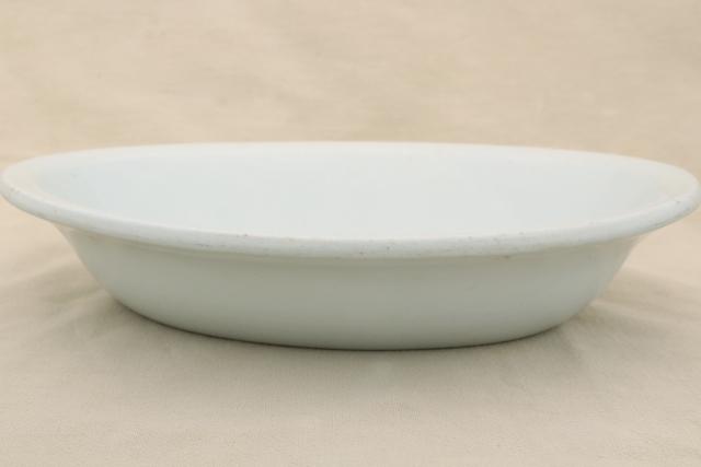 photo of vintage English ironstone china, plain simple pure white oval dish serving bowl #1