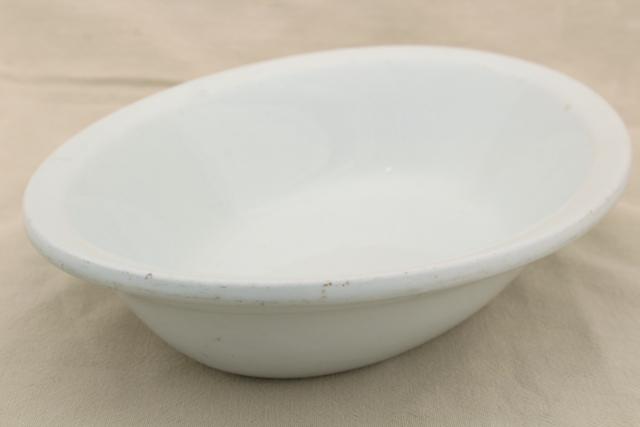 photo of vintage English ironstone china, plain simple pure white oval dish serving bowl #2