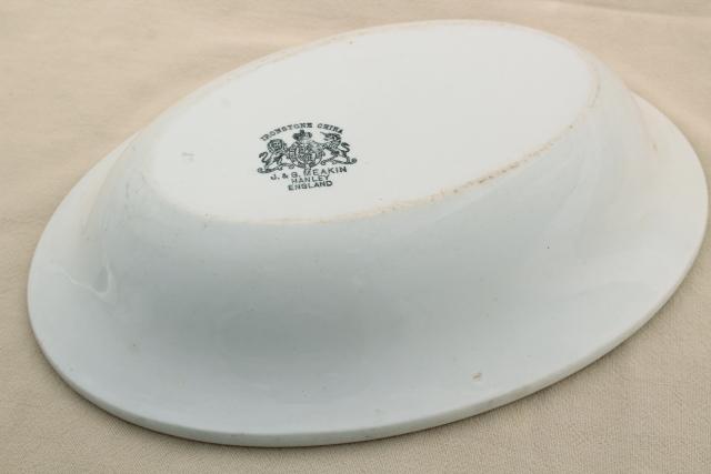 photo of vintage English ironstone china, plain simple pure white oval dish serving bowl #5