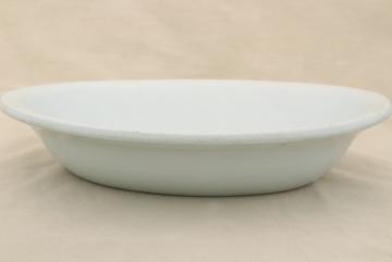 catalog photo of vintage English ironstone china, plain simple pure white oval dish serving bowl