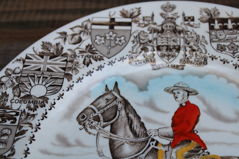 photo of vintage English ironstone china plate Mounties officer on horse Royal Canadian Mounted Police #3