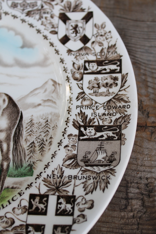 photo of vintage English ironstone china plate Mounties officer on horse Royal Canadian Mounted Police #4